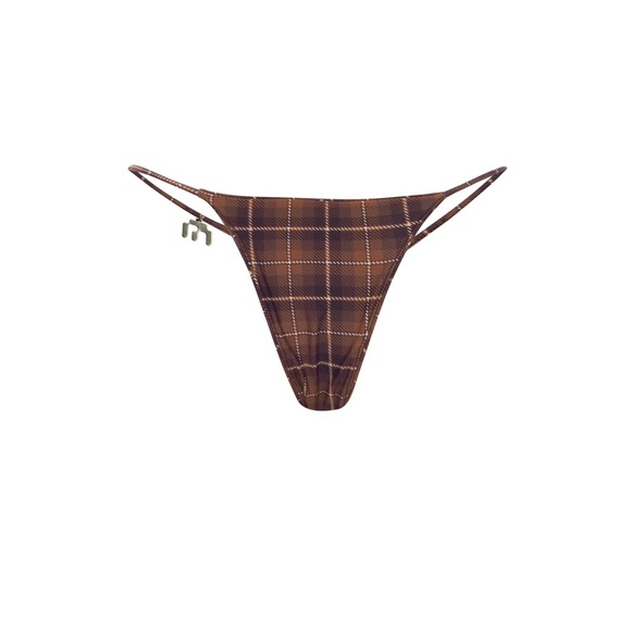 MIAOU Itty Bitty Bikini Set (Chocolate Plaid) NWOT (Panty liner attached) - Picture 6 of 10
